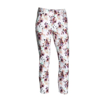 Alberto Mona Regular Slim Fit - spodnie golfowe - białe w kwiaty