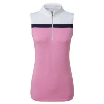 FootJoy WMNS Lisle Engineered Stripe Sleeveless - bluzka golfowa - różowa