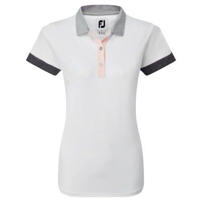 Koszulka golfowa FootJoy Women's Blocked Pique - biała