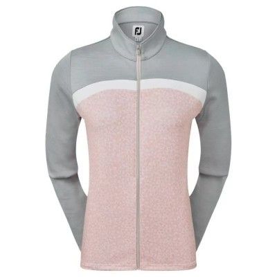 Bluza golfowa FootJoy Women's Full-Zip Curved Colour Block Midlayer różowo-szara