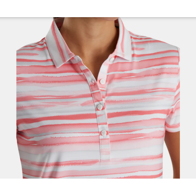 Short Sleeve Watercolor damskie polo w kolorze koralowym-2