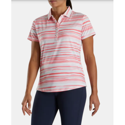 Short Sleeve Watercolor damskie polo w kolorze koralowym-4