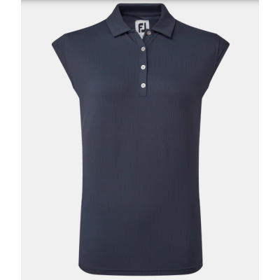 Koszulka golfowa FJ Cap Sleeve Rib Knit - kolor granatowy