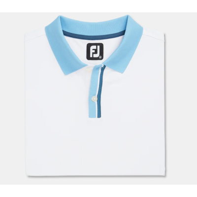 Koszulka golfowa FJ Solid Stretch Pique with Stripe Placket - Polo golfowe białe