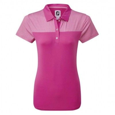 Koszulka golfowa FootJoy WMNS Lisle Shirt Dot Print Yoke Polo