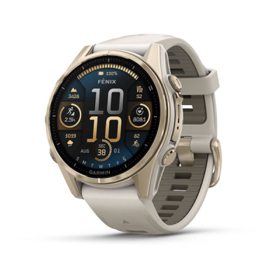 Garmin fenix 8 43 MM Soft Gold – widok z przodu